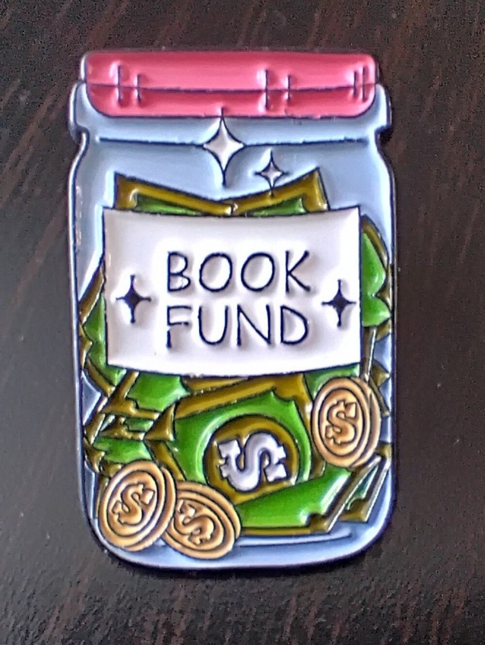 🧁 3/$30 Book Fund Jar Enamel Pin NEW